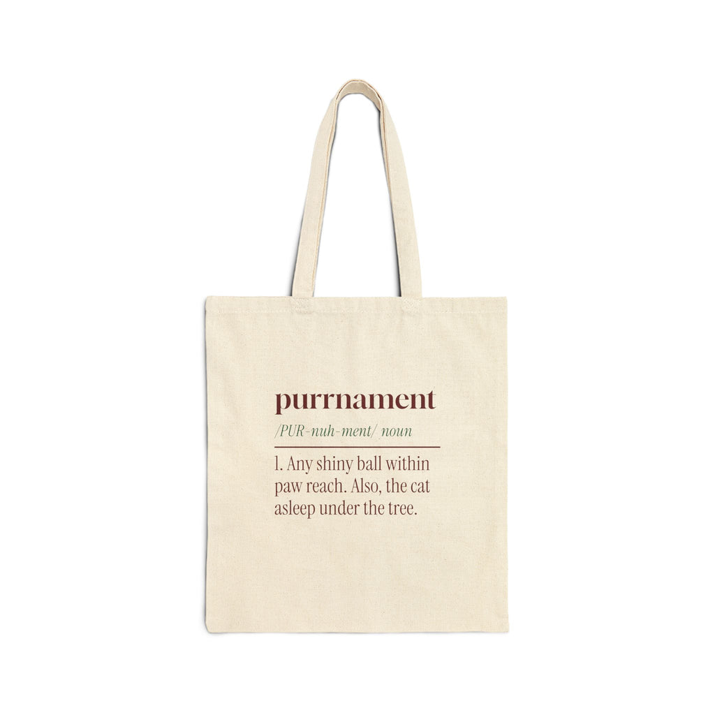 Funny Christmas Cat Tote Bag Purrnament Dictionary Definition