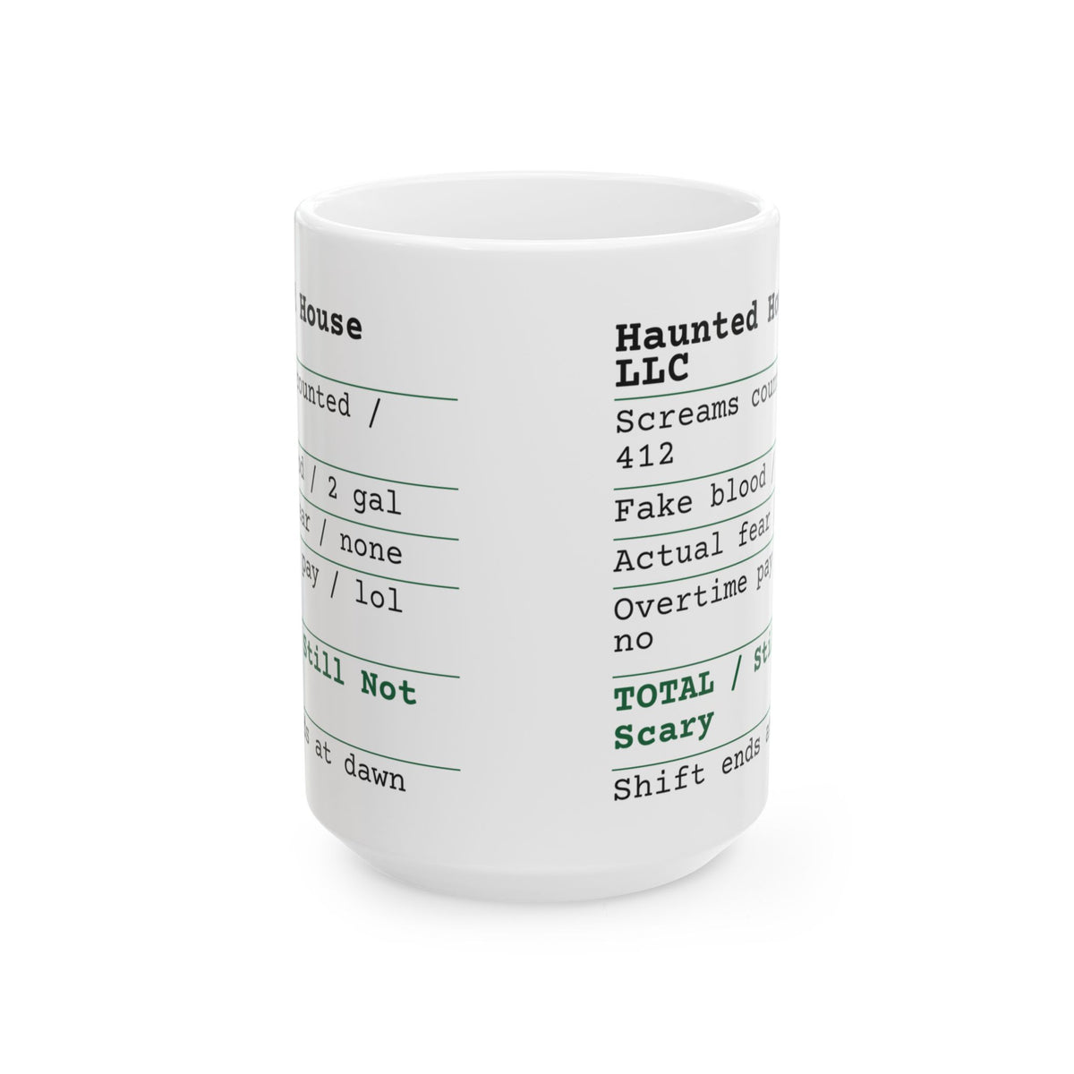 Funny Halloween Coffee Mug Haunted House Shift Receipt For Workers