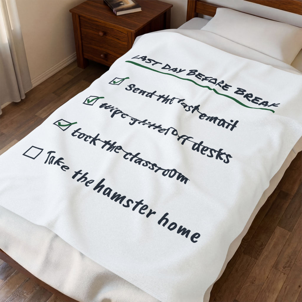 Funny Christmas Teacher Throw Blanket Last Day Before Break Hamster