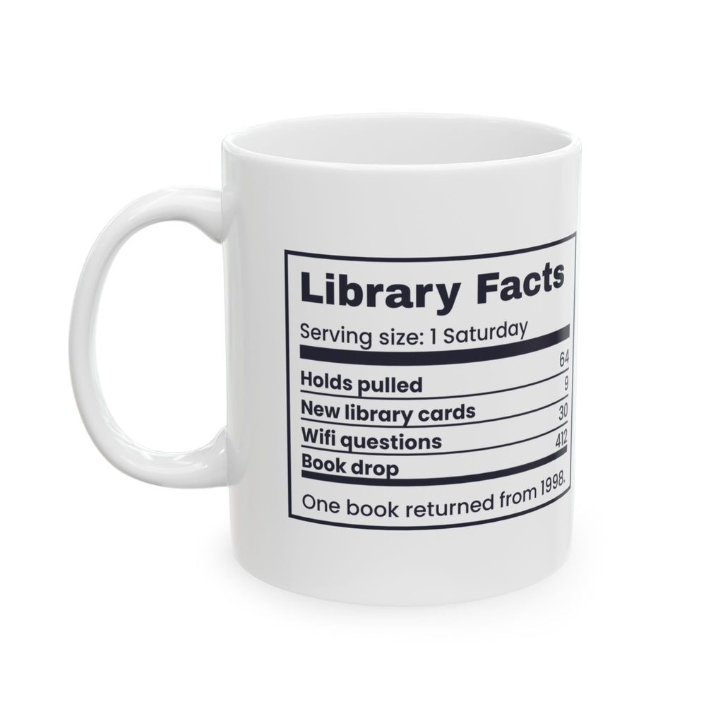 Funny Librarian Coffee Mug Library Facts Nutrition Label