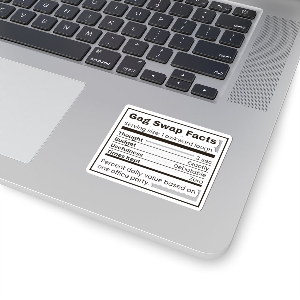 Funny White Elephant Sticker Gag Swap Facts Nutrition Label