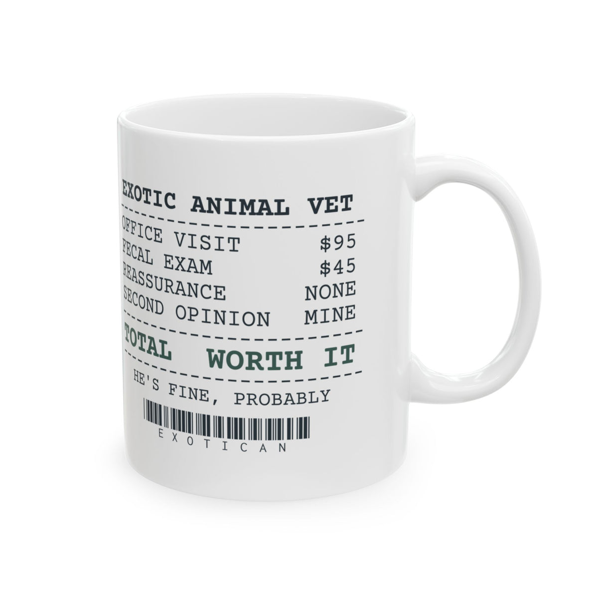 Exotic Vet Receipt Coffee Mug For Reptile Owners