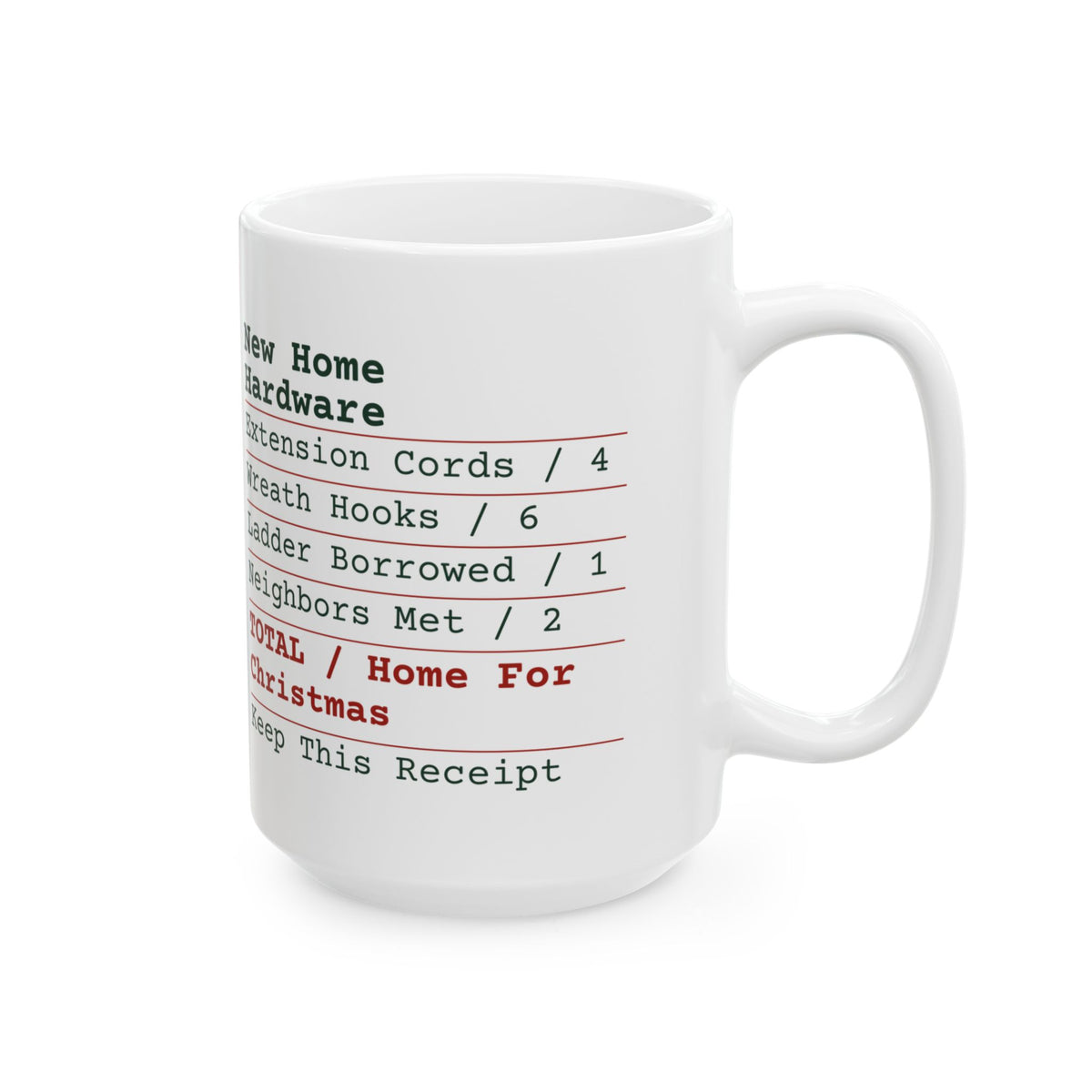 Funny New Home Christmas Coffee Mug Hardware Receipt For Homeowners