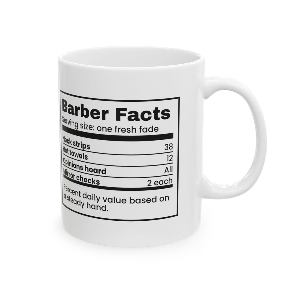 Funny Barber Mug Barber Facts Neck Strips Used Nutrition Label