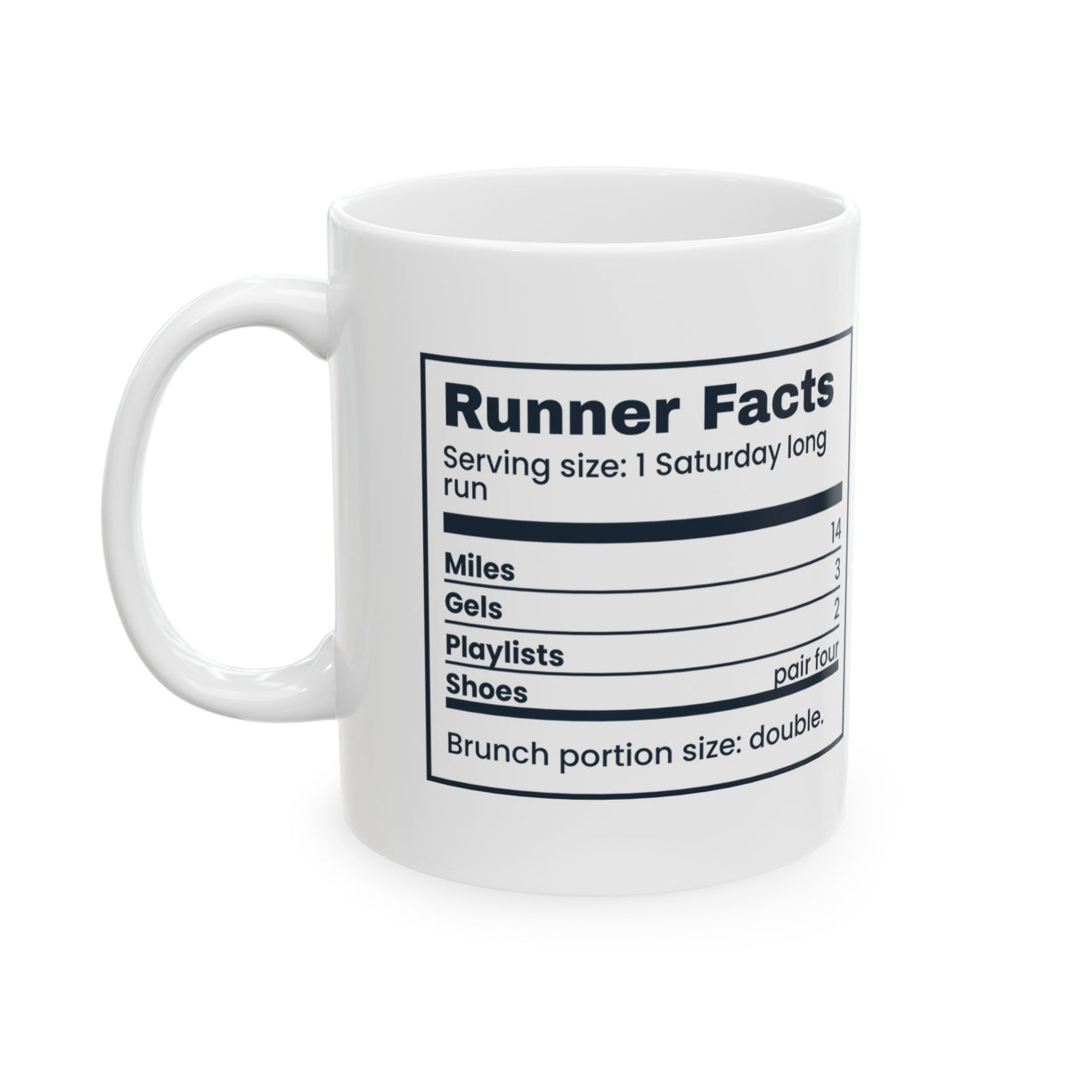 Funny Runner Coffee Mug Runner Facts Nutrition Label