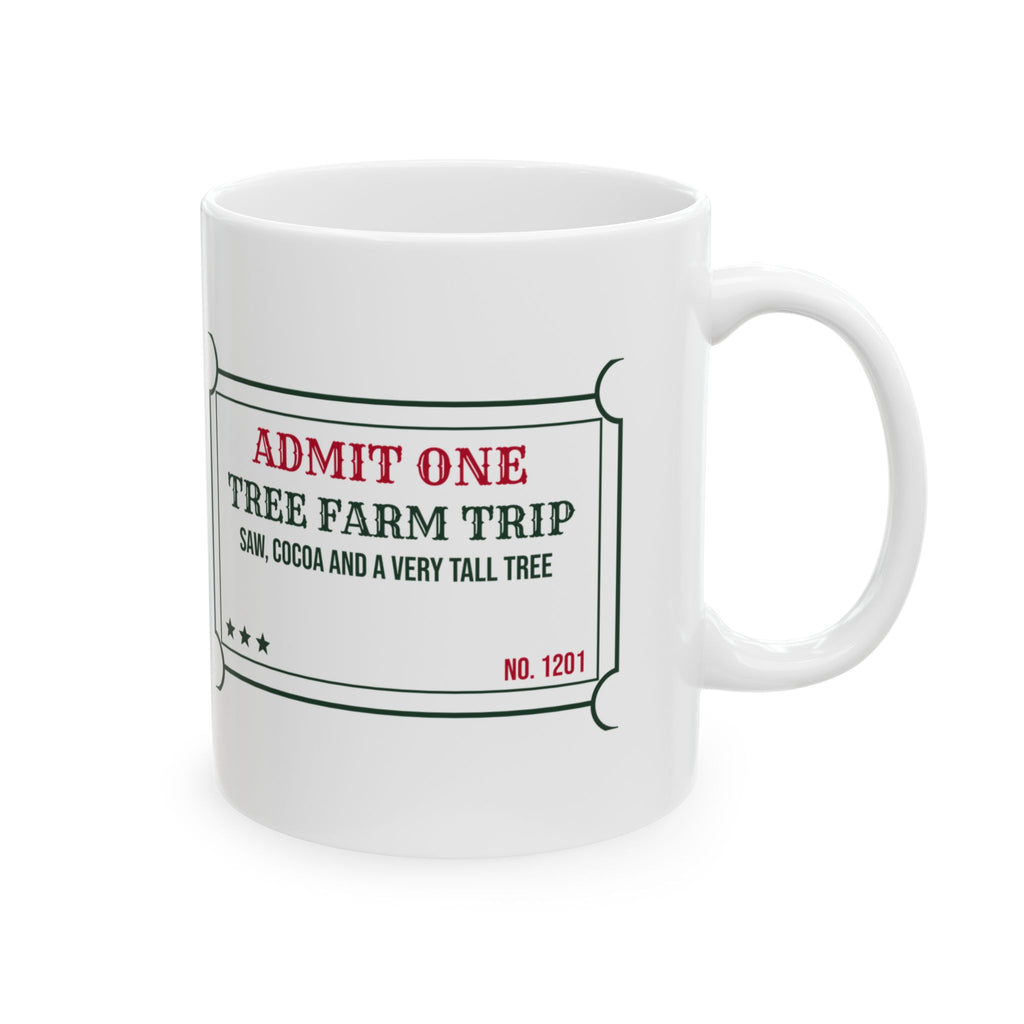 Christmas Coffee Mug Tree Farm Trip Saw Cocoa And Twine