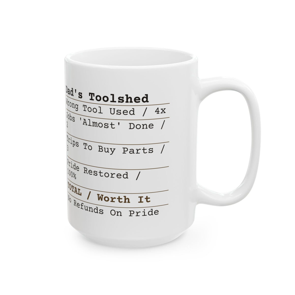 Funny Dad Garage Toolshed Receipt Coffee Mug For Dad