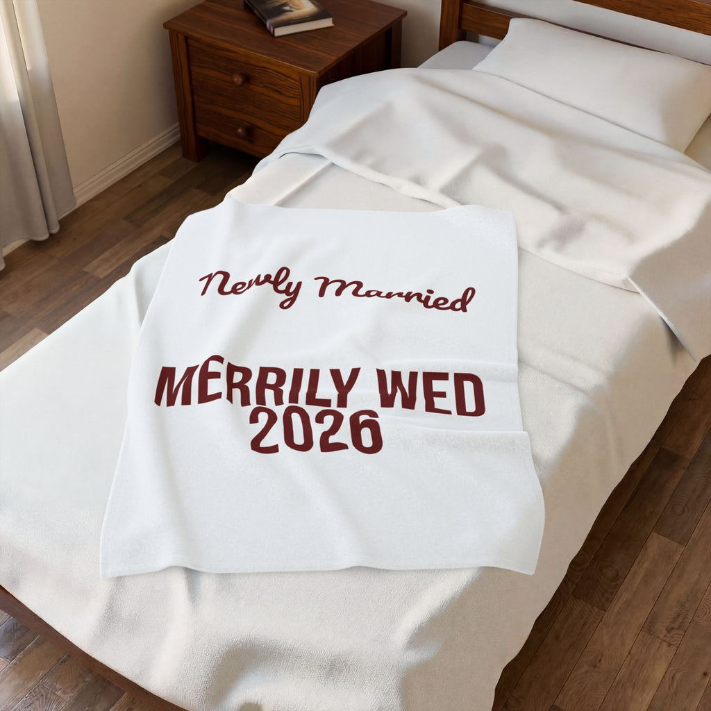 Newlywed Christmas Throw Blanket Newly Married Merrily Wed 2026