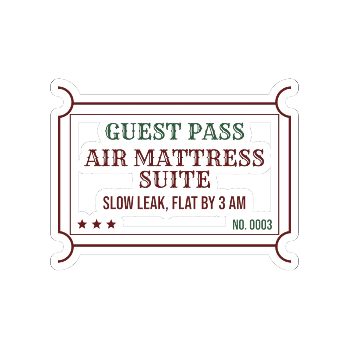 Funny Christmas In Laws Sticker Air Mattress Suite Guest Pass