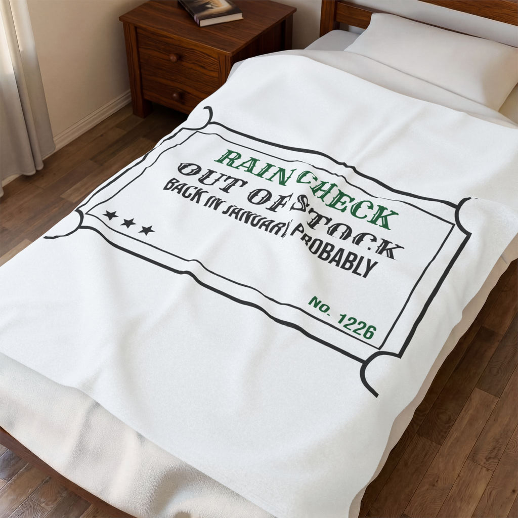 Funny Christmas Retail Throw Blanket Rain Check Back In January Probably