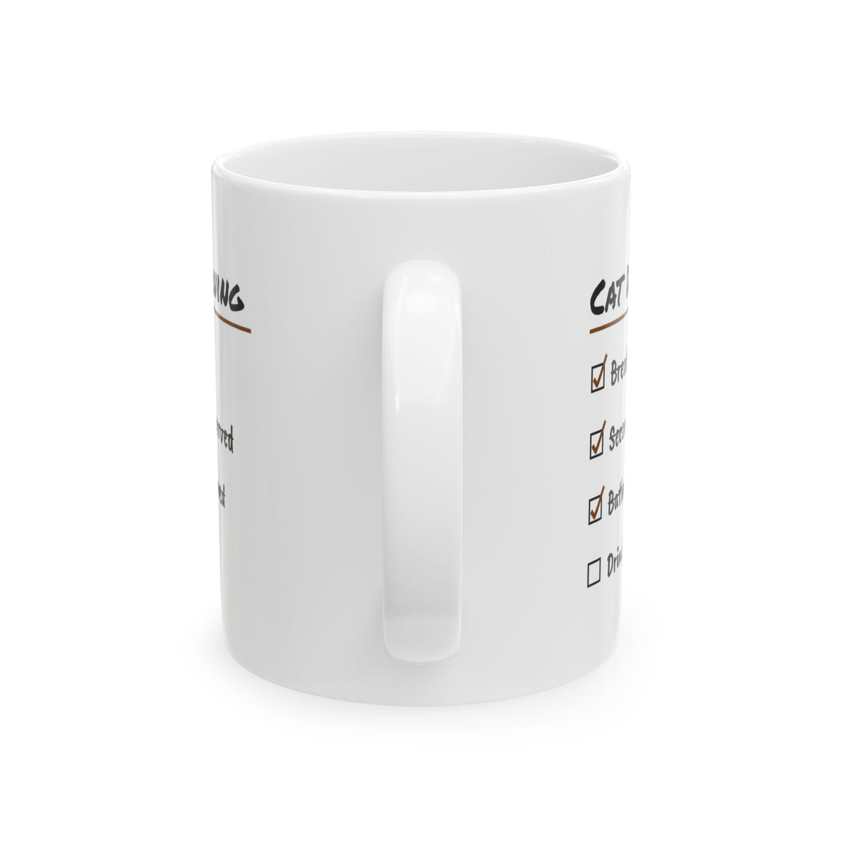 Funny Cat Dad Coffee Mug Morning Checklist Second Breakfast Served