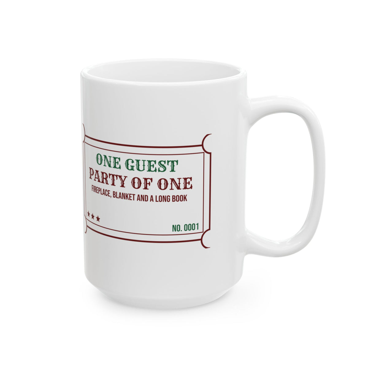 Funny Christmas Introvert Coffee Mug Party Of One Fireplace And A Book