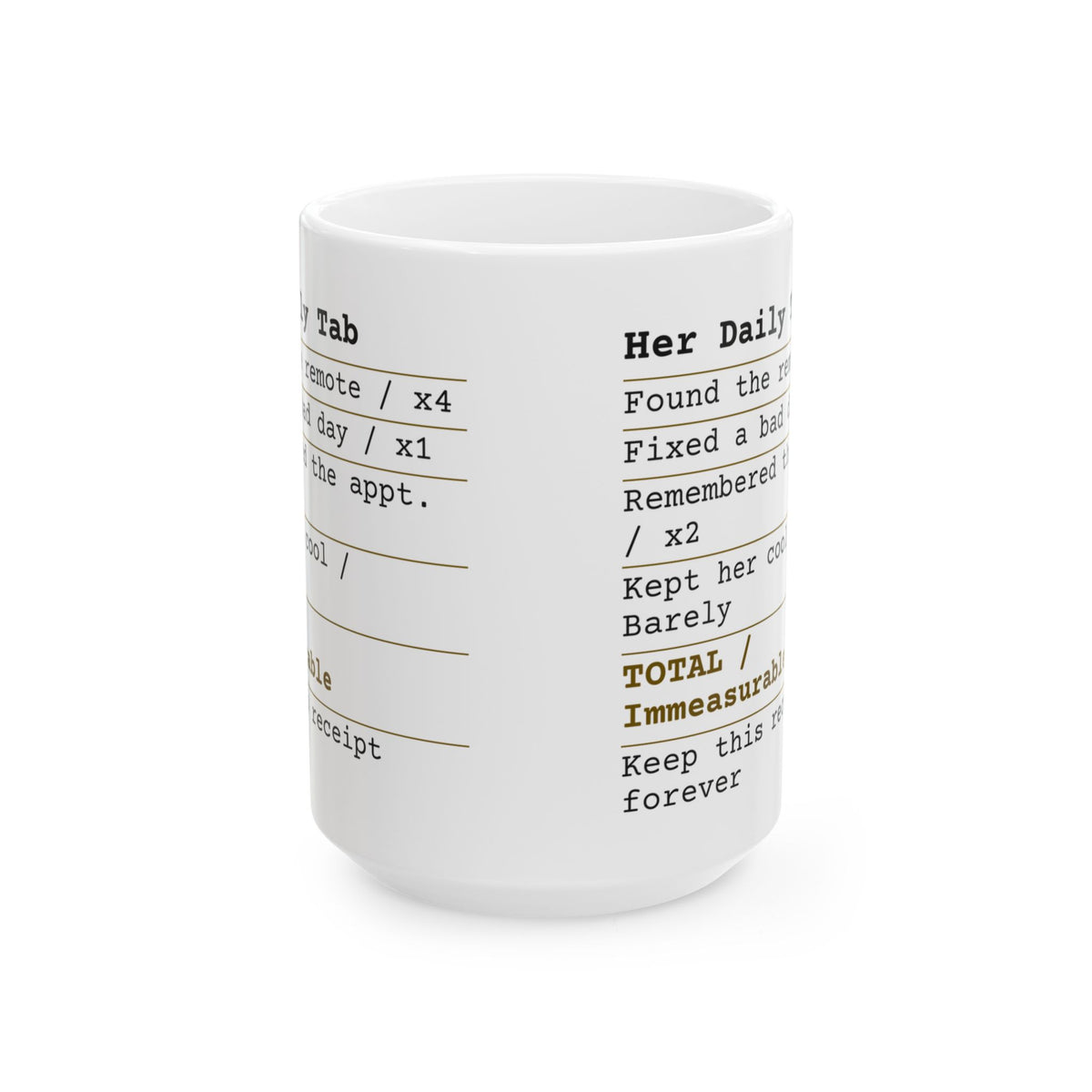 Funny Wife Coffee Mug Her Daily Tab Receipt For Wife