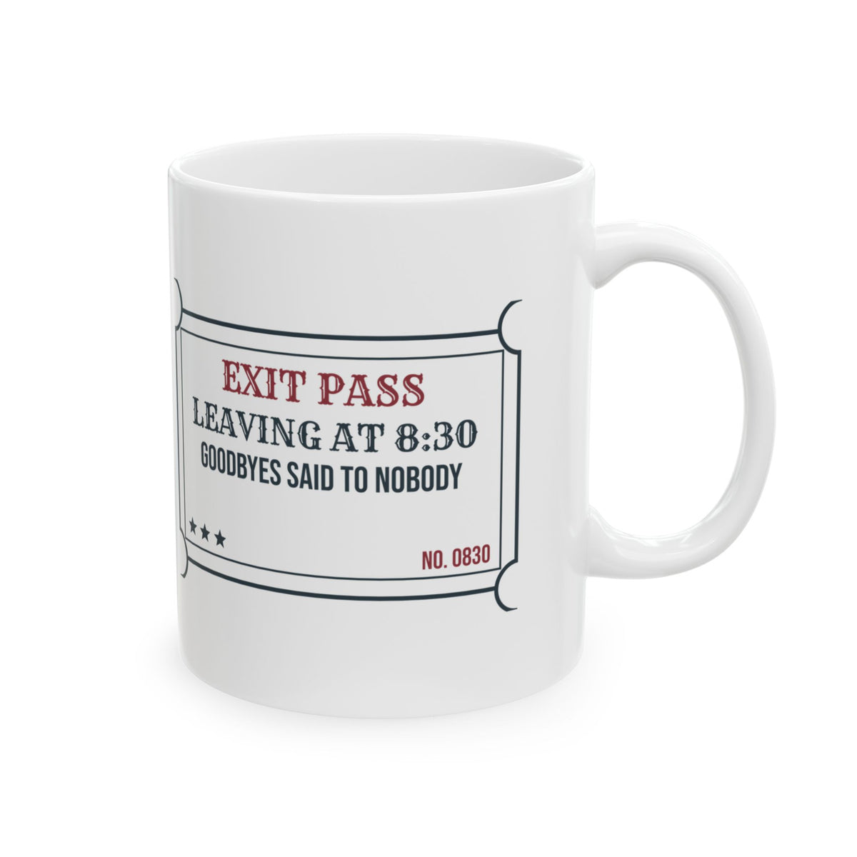 Funny Christmas Coffee Mug Exit Pass Leaving At 8:30 For Introverts