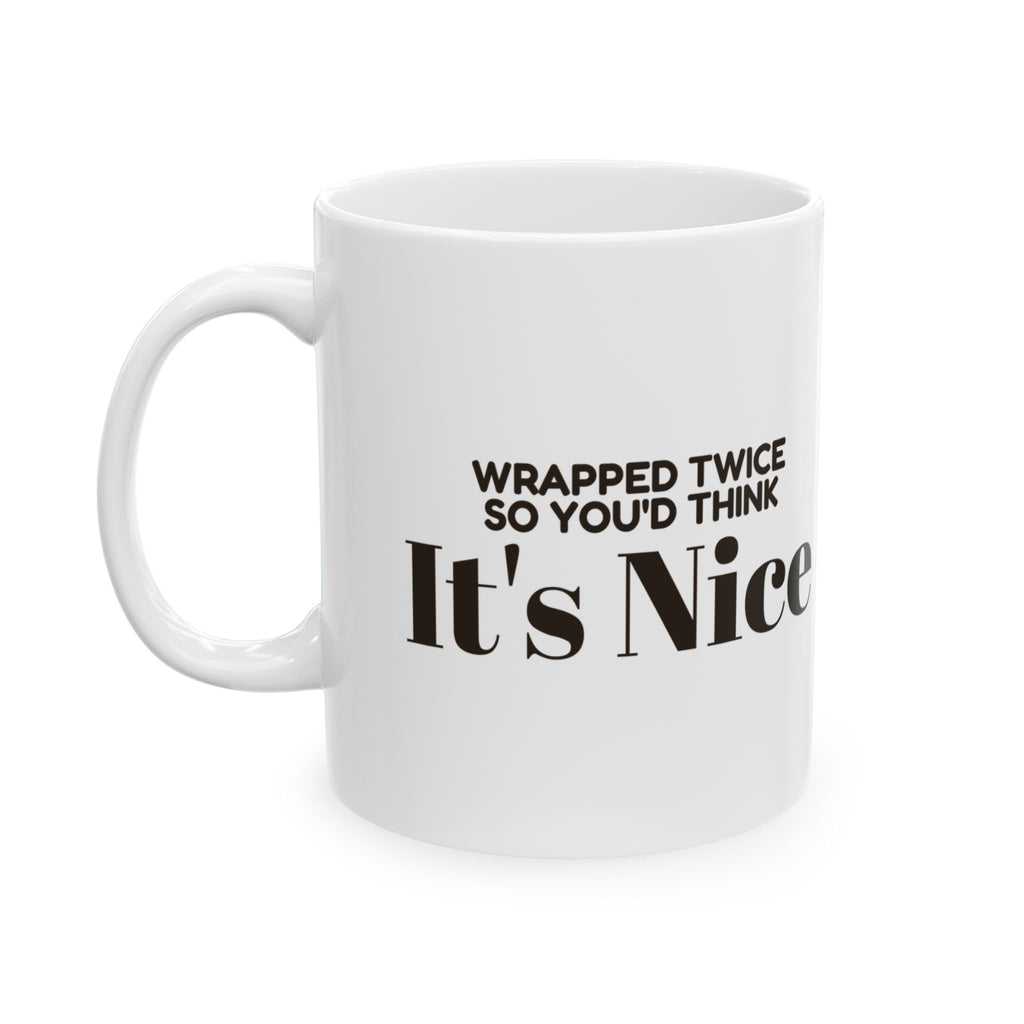 Funny White Elephant Coffee Mug Wrapped Twice So You'd Think Its Nice