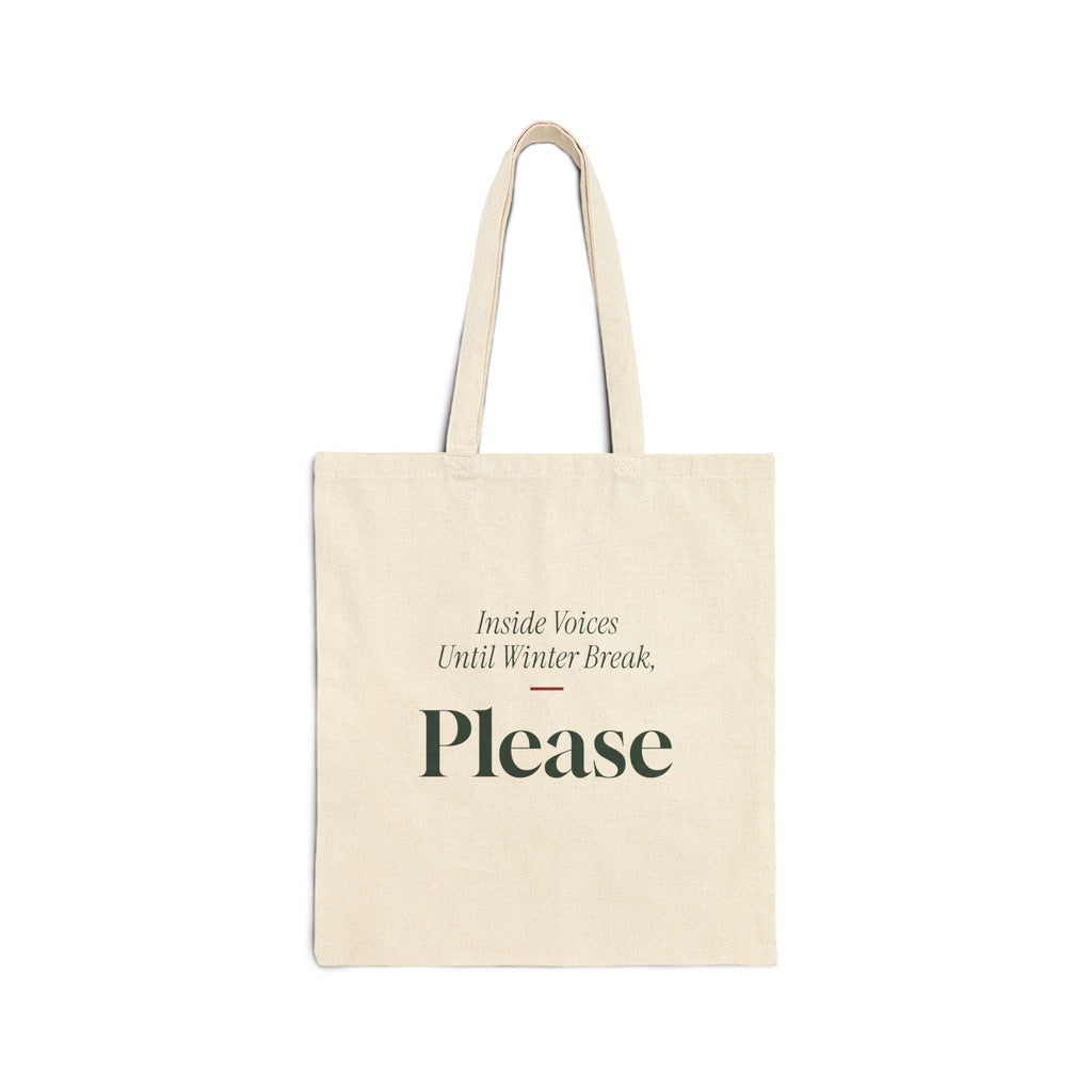 Funny Teacher Christmas Tote Bag Inside Voices Until Winter Break