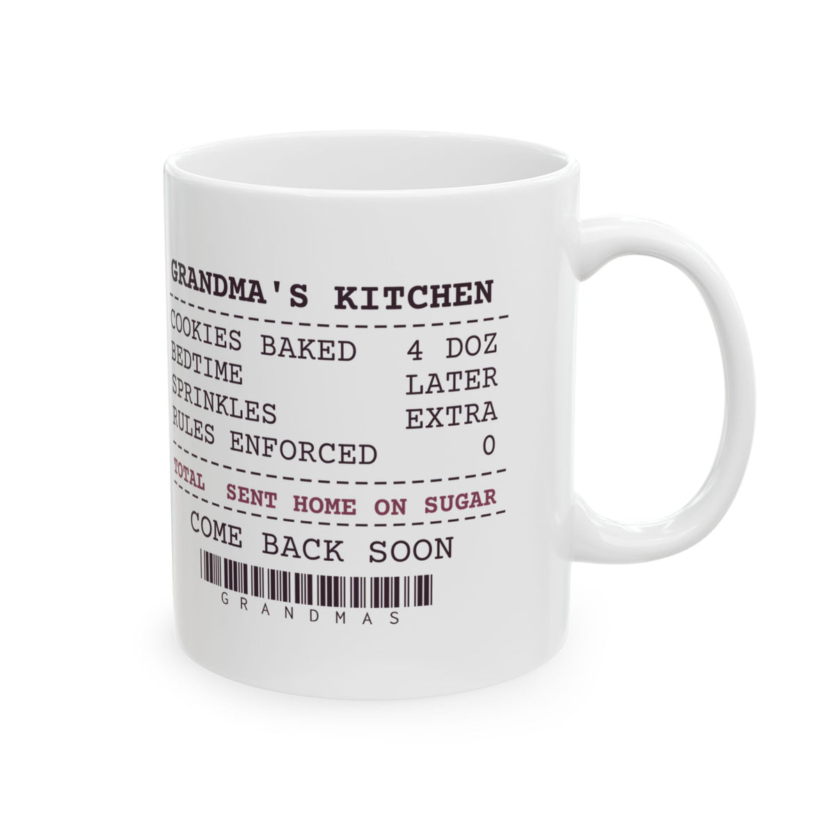 Funny Grandma Coffee Mug Grandma's Kitchen Receipt Rules Enforced Zero