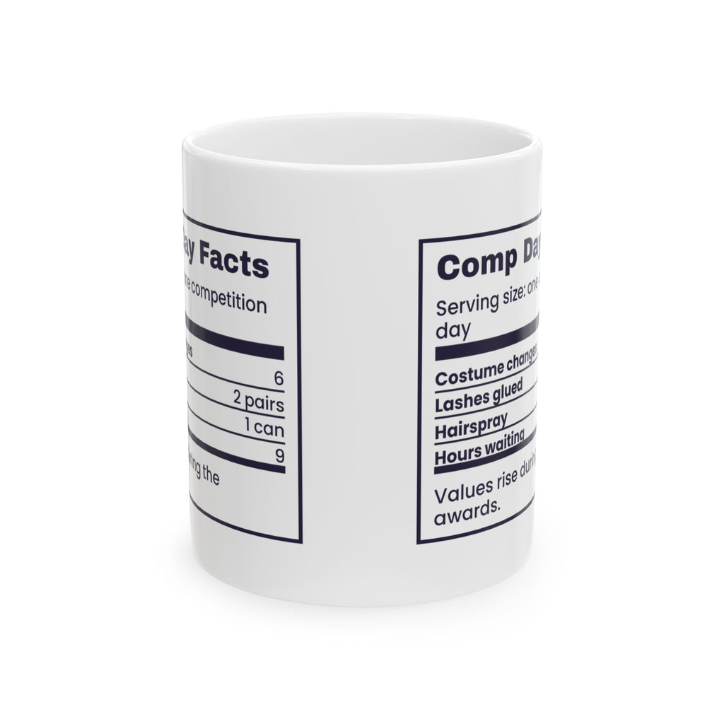 Funny Dance Competition Mug Comp Day Facts Nutrition Label
