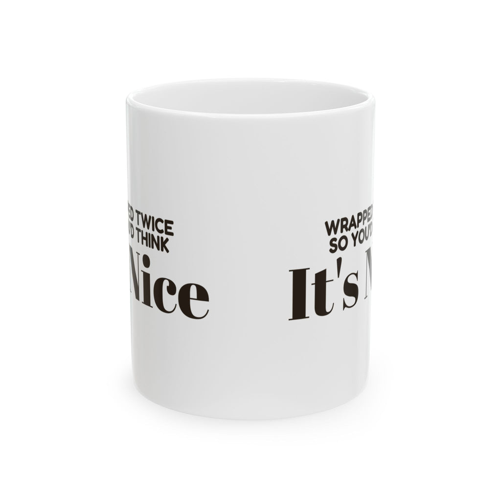 Funny White Elephant Coffee Mug Wrapped Twice So You'd Think Its Nice