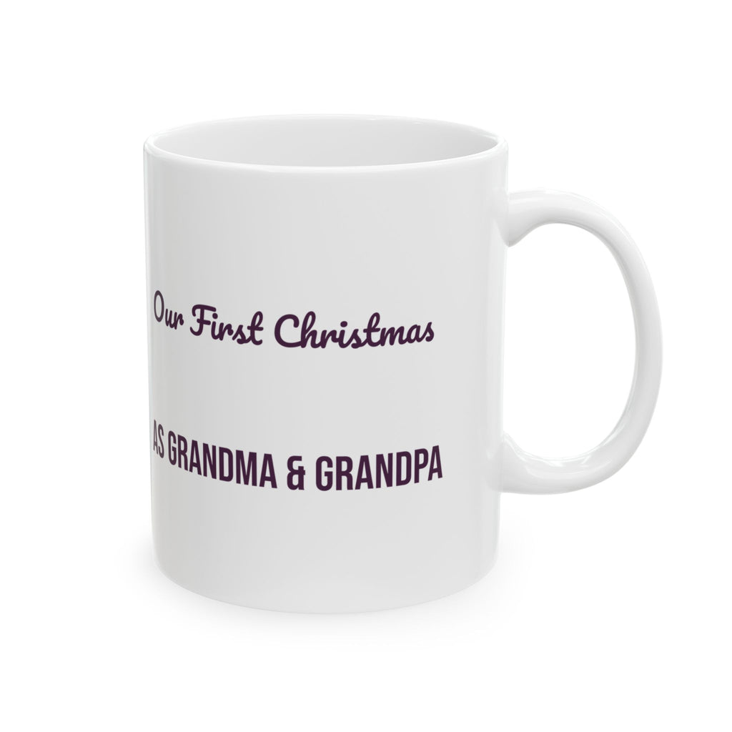 Our First Christmas As Grandma And Grandpa Coffee Mug 2026