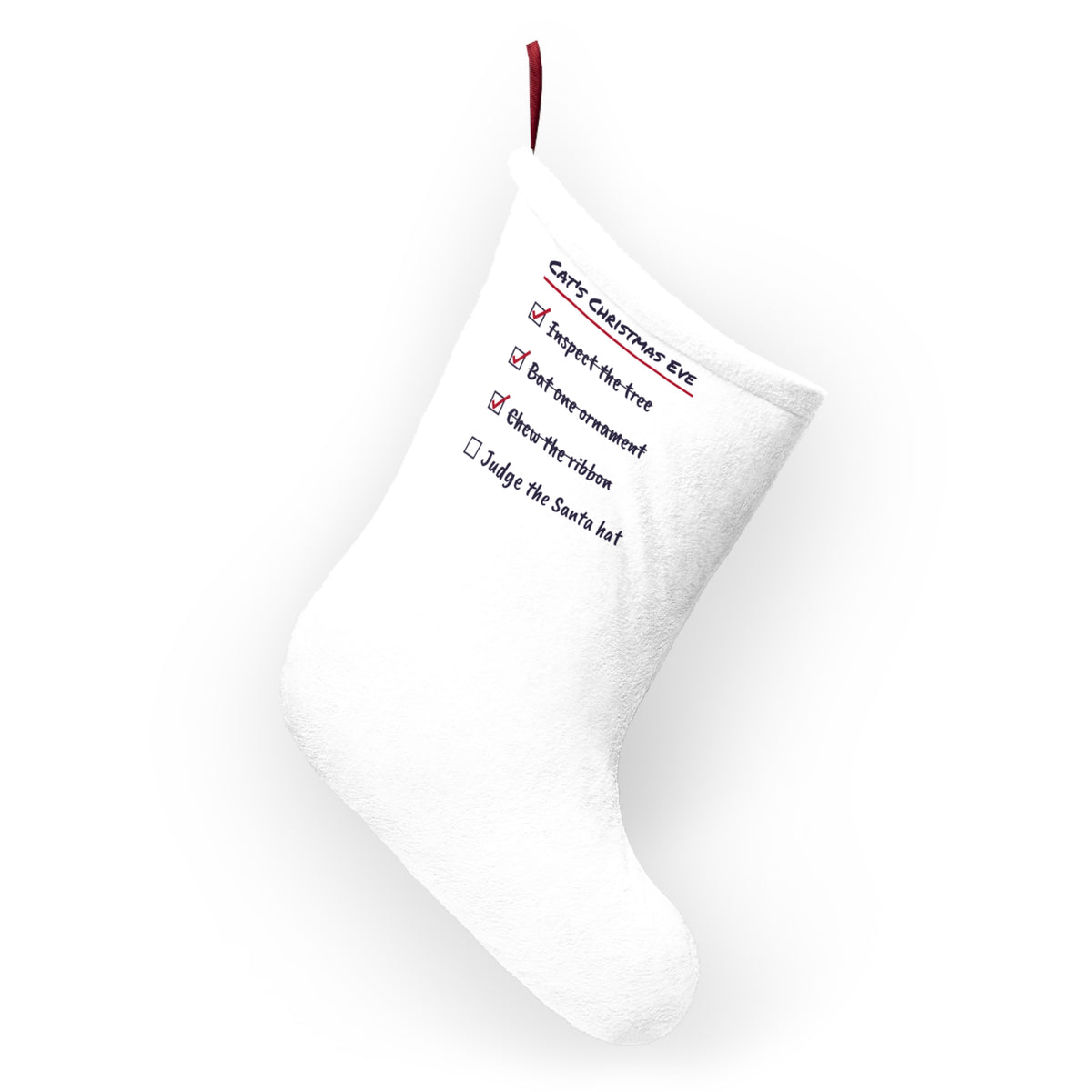 Funny Christmas Cat Christmas Stocking Cat's Christmas Eve Checklist