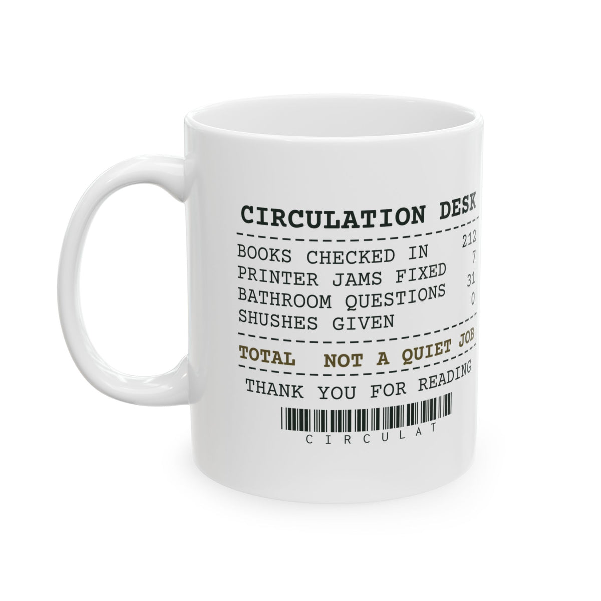 Funny Librarian Mug Circulation Desk Receipt Printer Jams Fixed