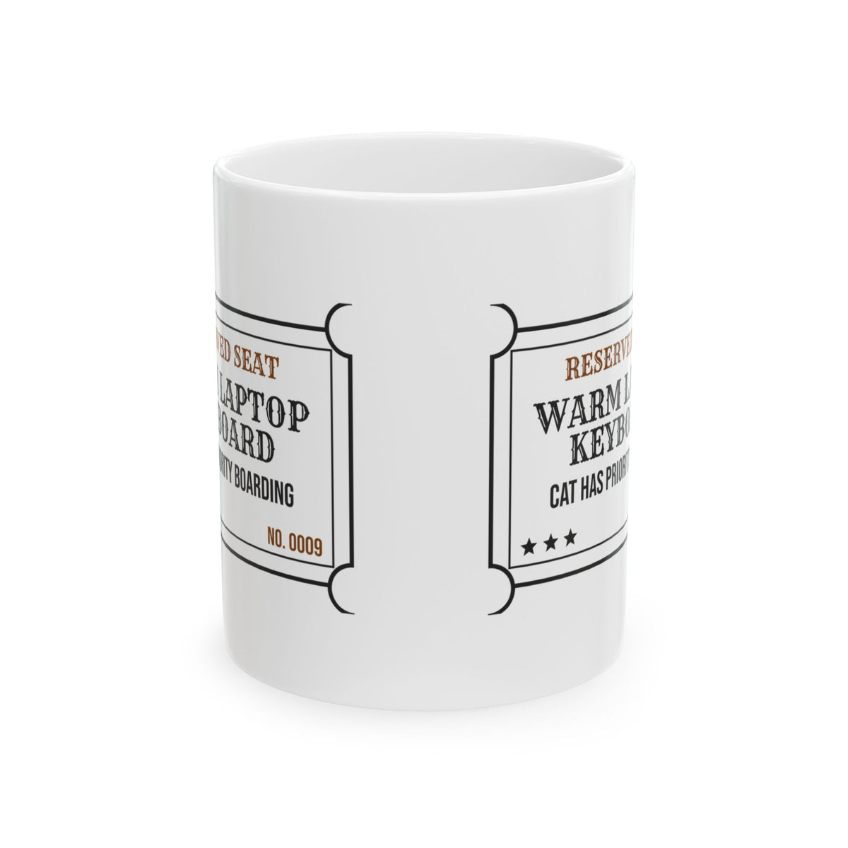 Funny Cat Dad Coffee Mug Reserved Seat Warm Laptop Keyboard