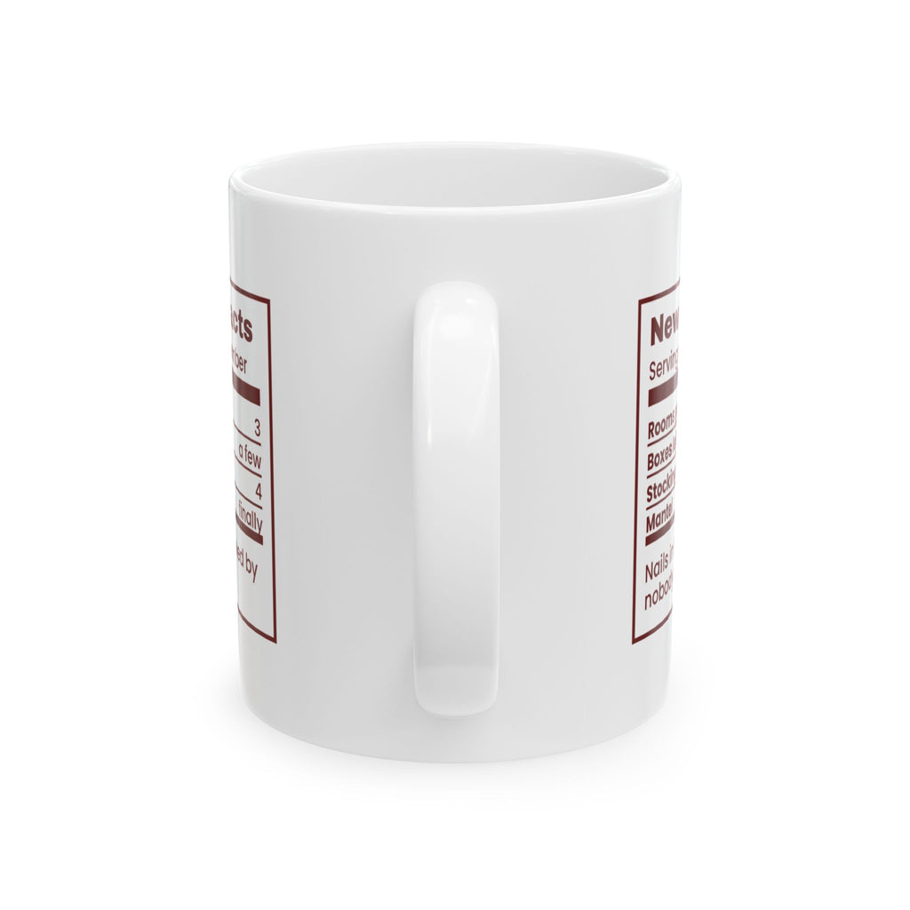 Funny Christmas Coffee Mug New House Facts Nutrition Label