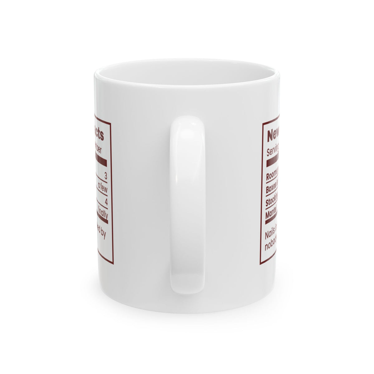 Funny Christmas Coffee Mug New House Facts Nutrition Label