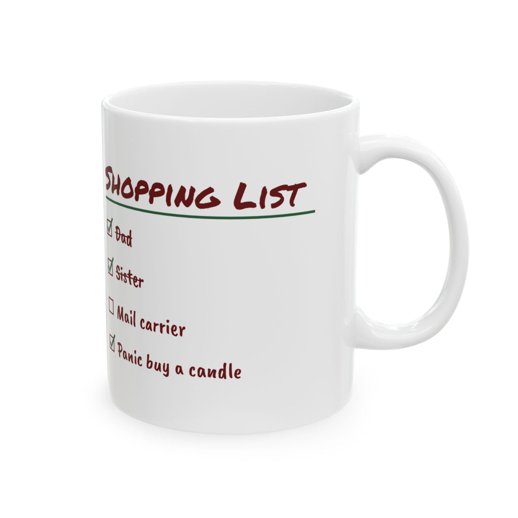 Funny Christmas Shopping Coffee Mug Panic Buy A Candle Checklist
