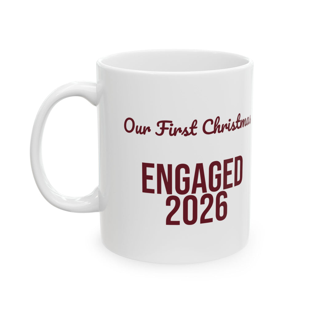 Our First Christmas Engaged 2026 Coffee Mug For Engaged Couples