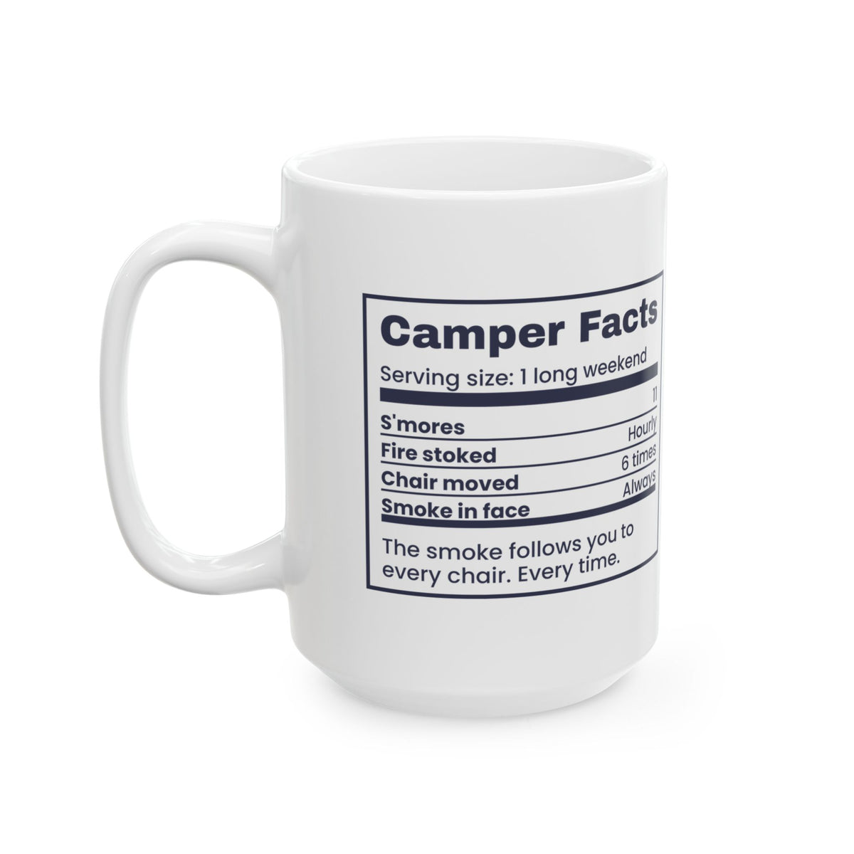 Funny Camping Coffee Mug Camper Facts Smoke In Face Always