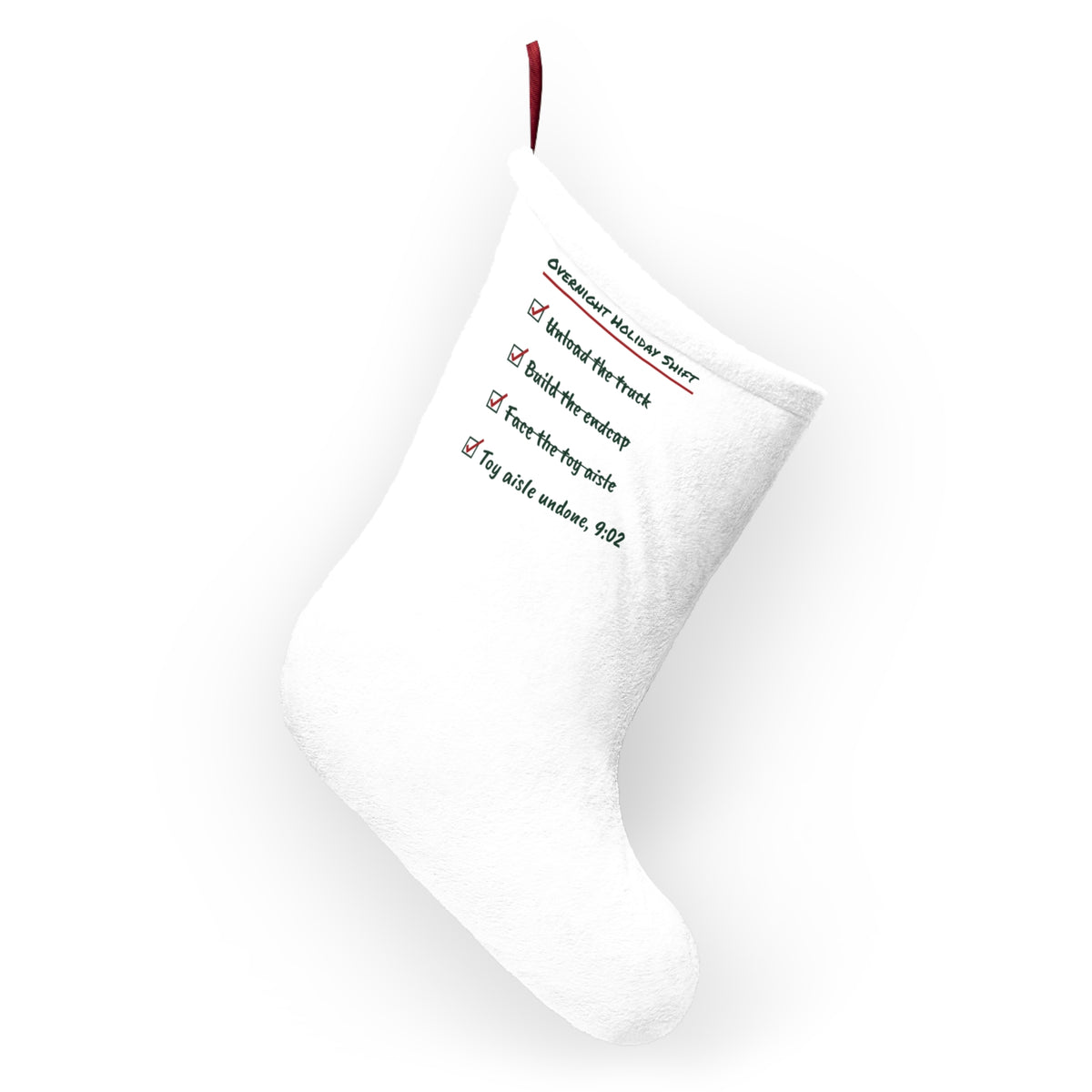 Funny Retail Christmas Stocking Overnight Holiday Shift Checklist