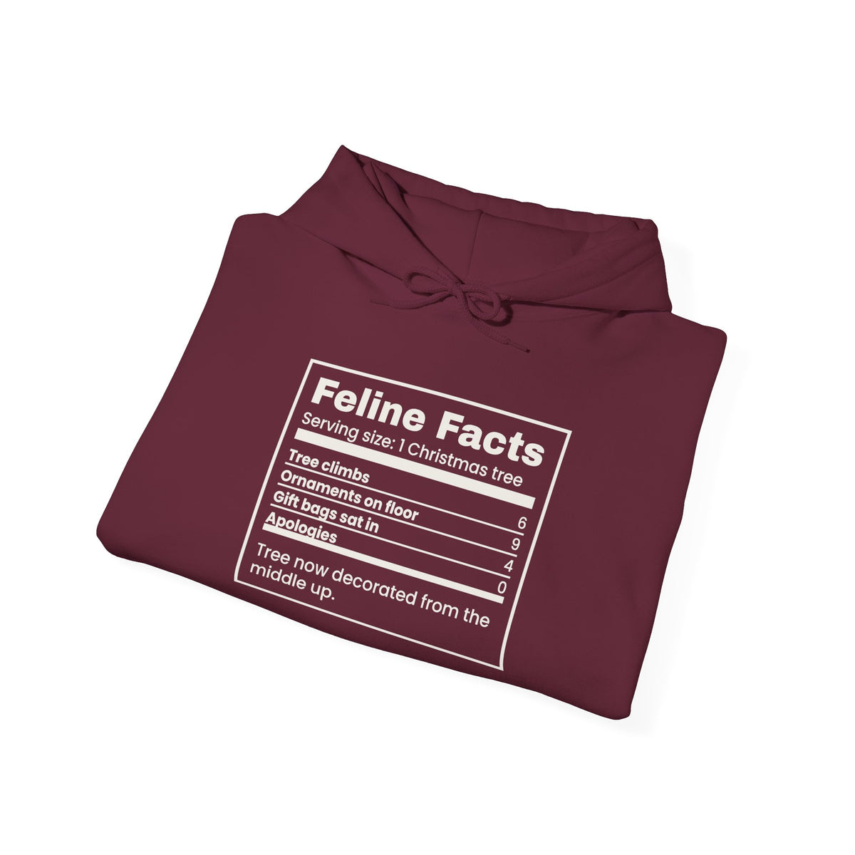 Funny Christmas Cat Hoodie Feline Facts Nutrition Label