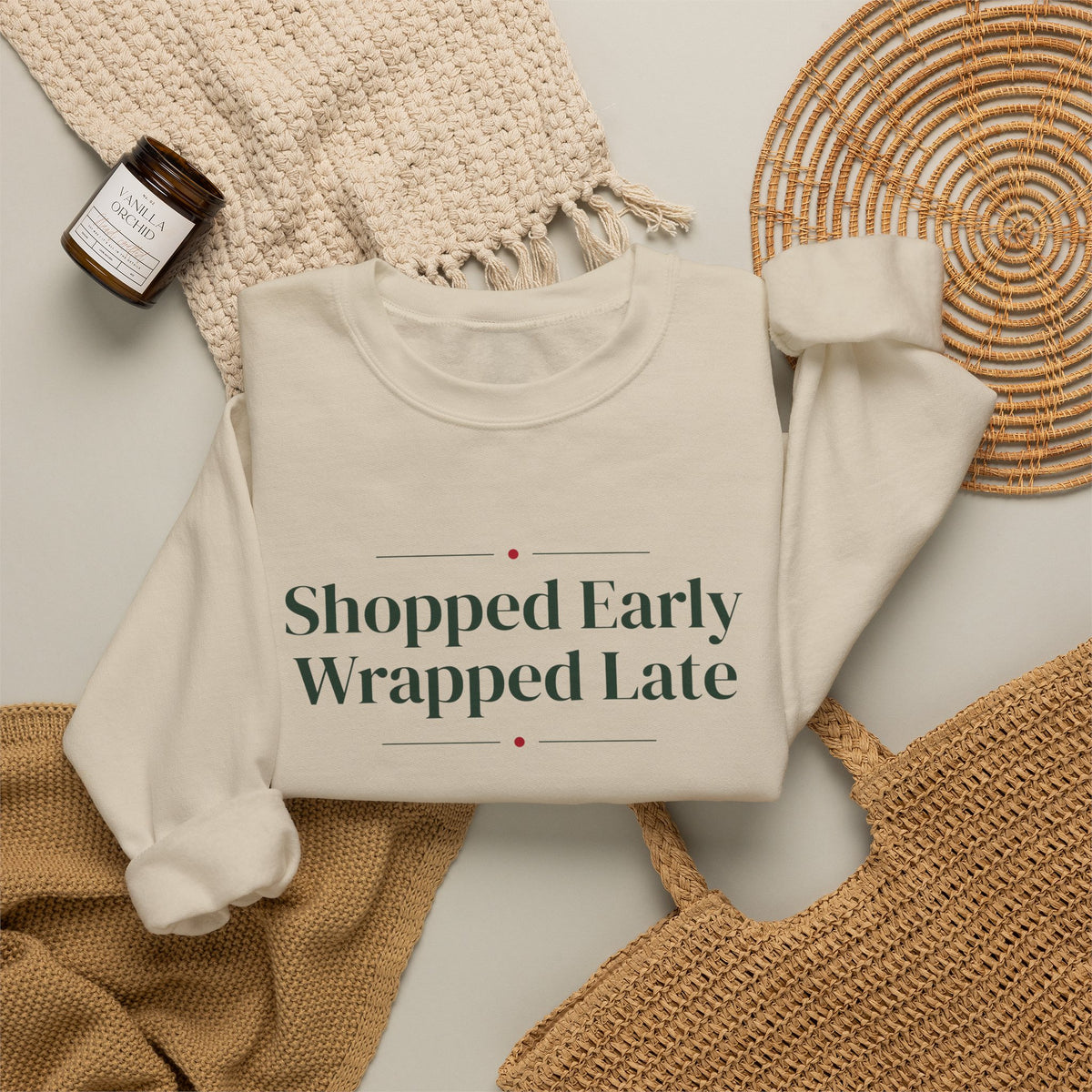 Funny Christmas Shopping Sweatshirt Shopped Early Wrapped Late