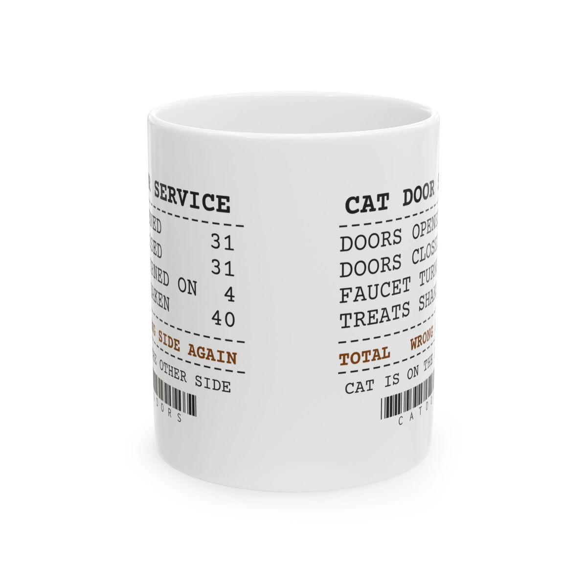 Funny Cat Dad Coffee Mug Door Service Receipt Wrong Side Again