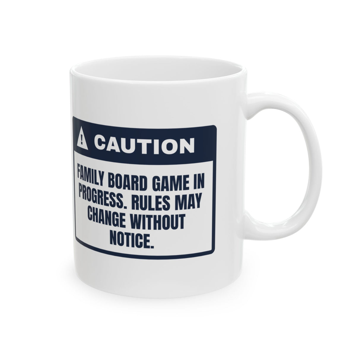 Funny Family Christmas Coffee Mug Family Game Night Caution Label