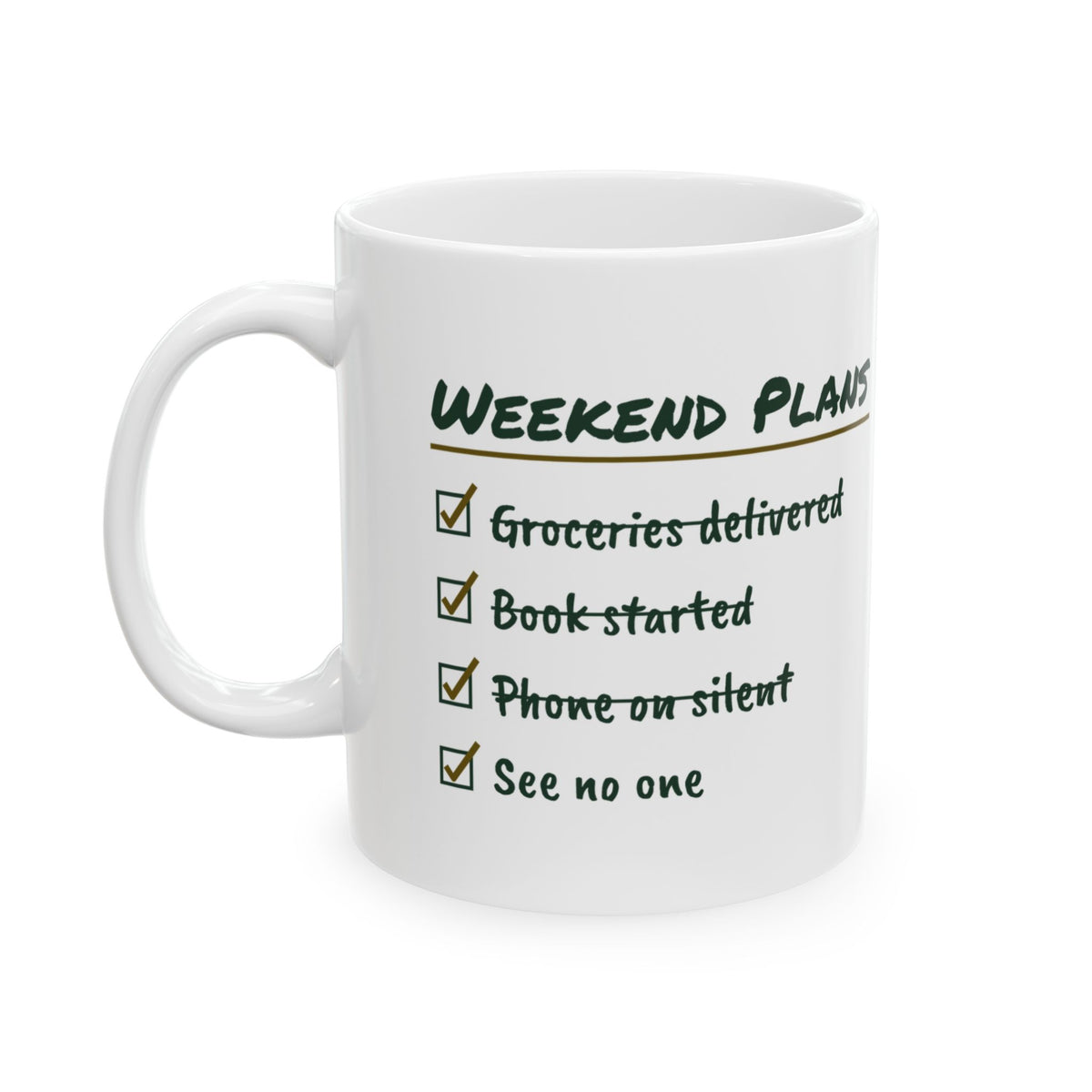 Funny Introvert Coffee Mug Weekend Plans Checklist