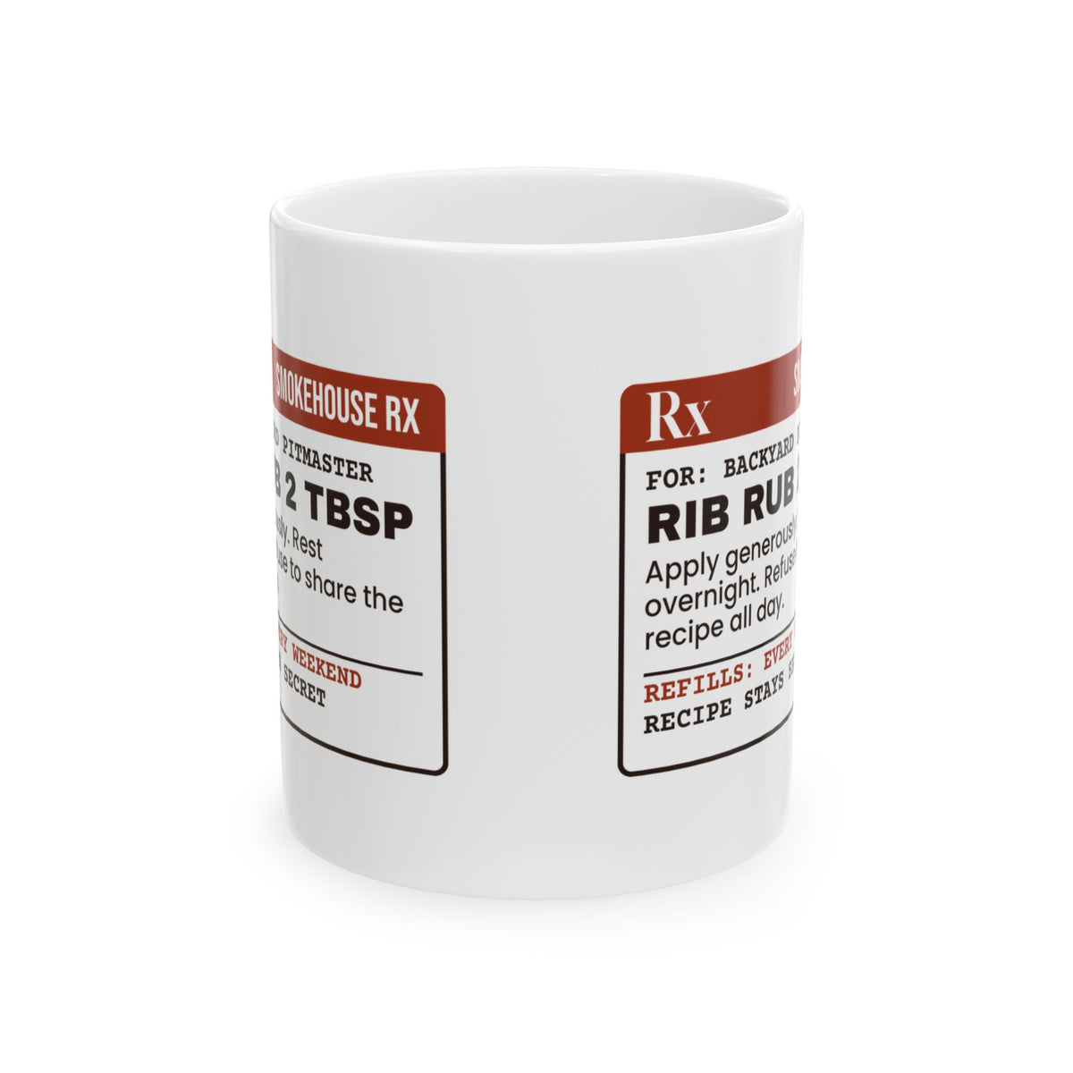 Funny BBQ Coffee Mug Rib Rub Prescription Label Recipe Stays Secret
