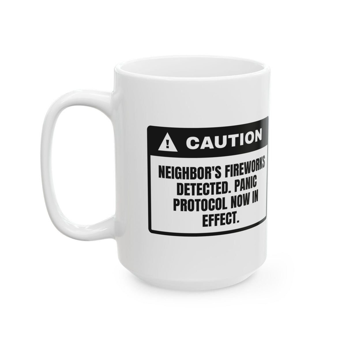 Funny Fireworks Caution Coffee Mug Panic Protocol For Dog Moms