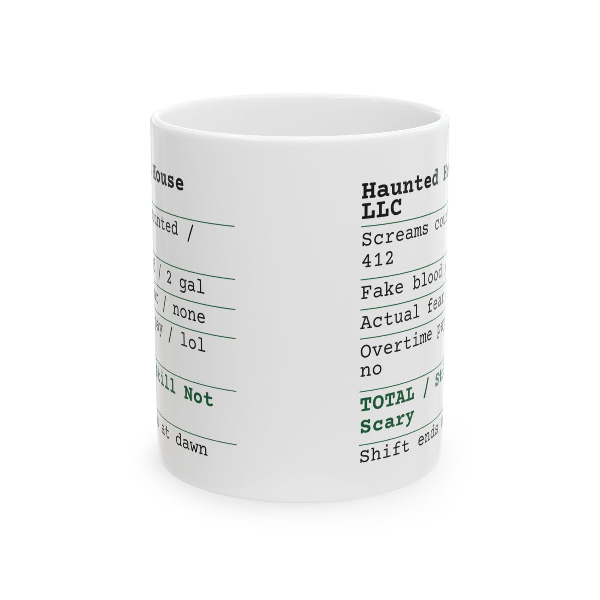 Funny Halloween Coffee Mug Haunted House Shift Receipt For Workers