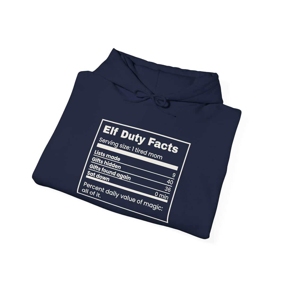Funny Christmas Mom Hoodie Elf Duty Facts Nutrition Label