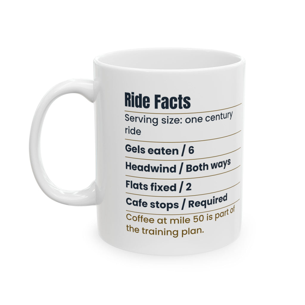 Funny Cycling Coffee Mug Ride Facts Label For Cyclists