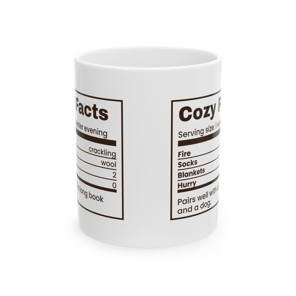 Christmas Coffee Mug Cozy Facts Nutrition Label Winter Evening