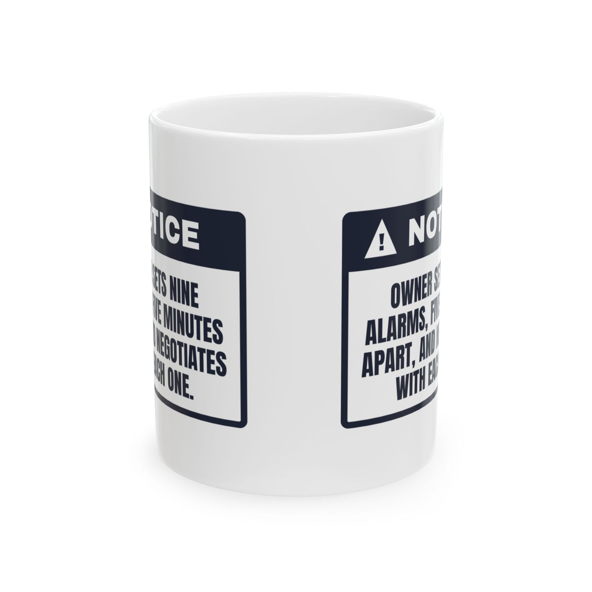 Funny Not A Morning Person Coffee Mug Nine Alarms Notice