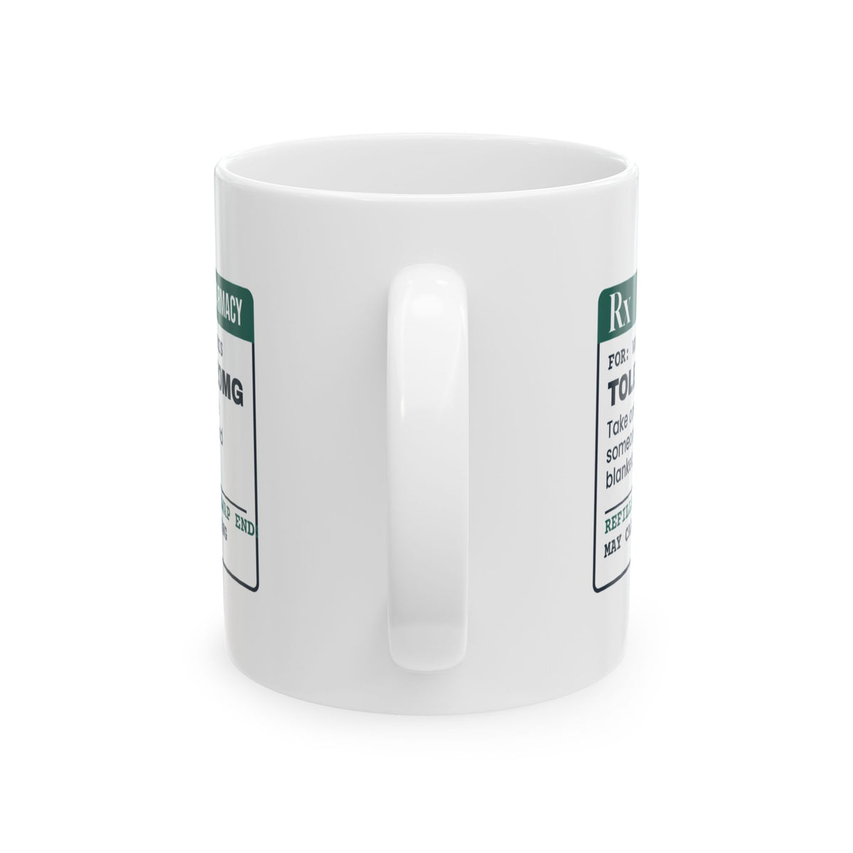 Funny White Elephant Coffee Mug Tolerance 20mg Prescription Label