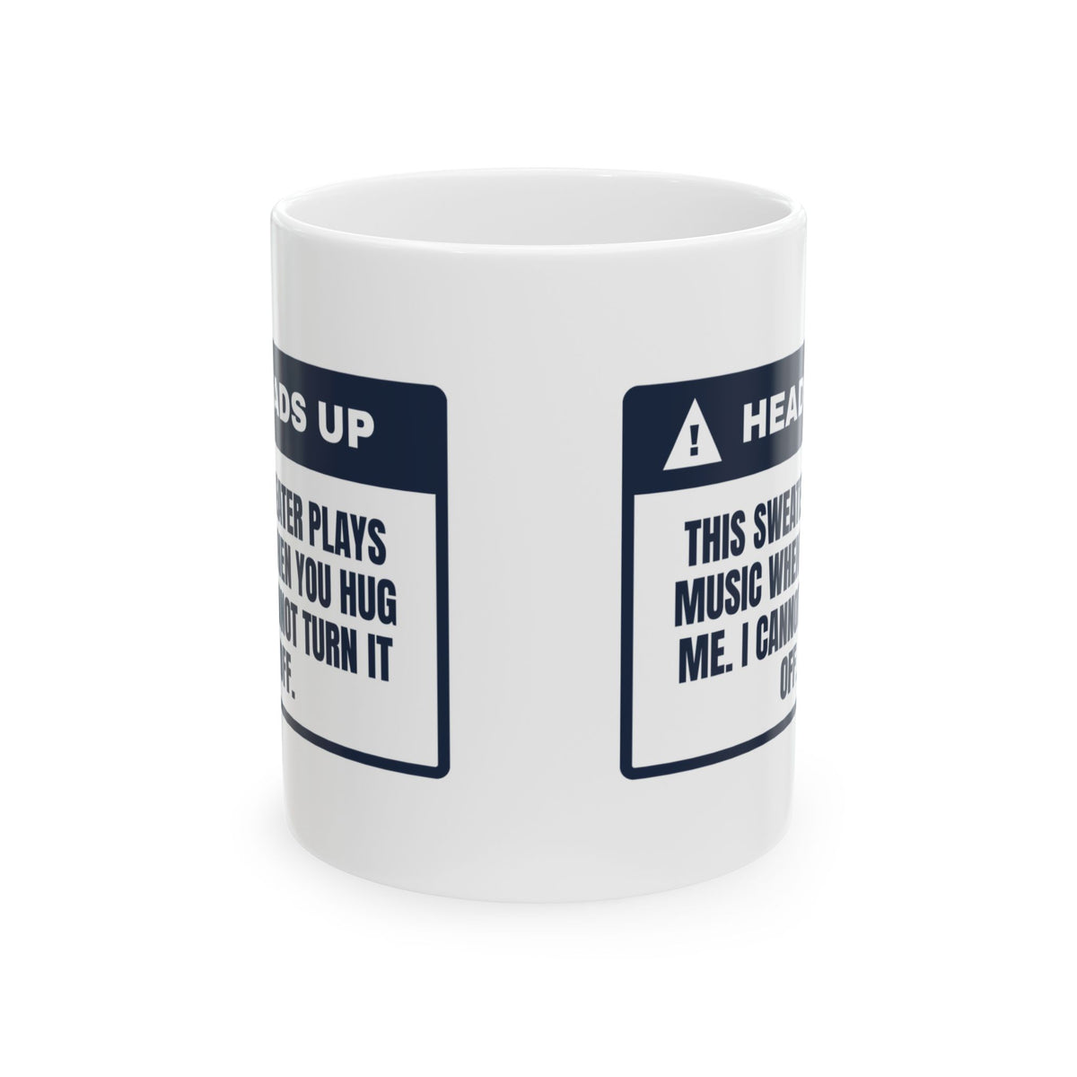 Funny Ugly Sweater Coffee Mug Plays Music When Hugged Warning