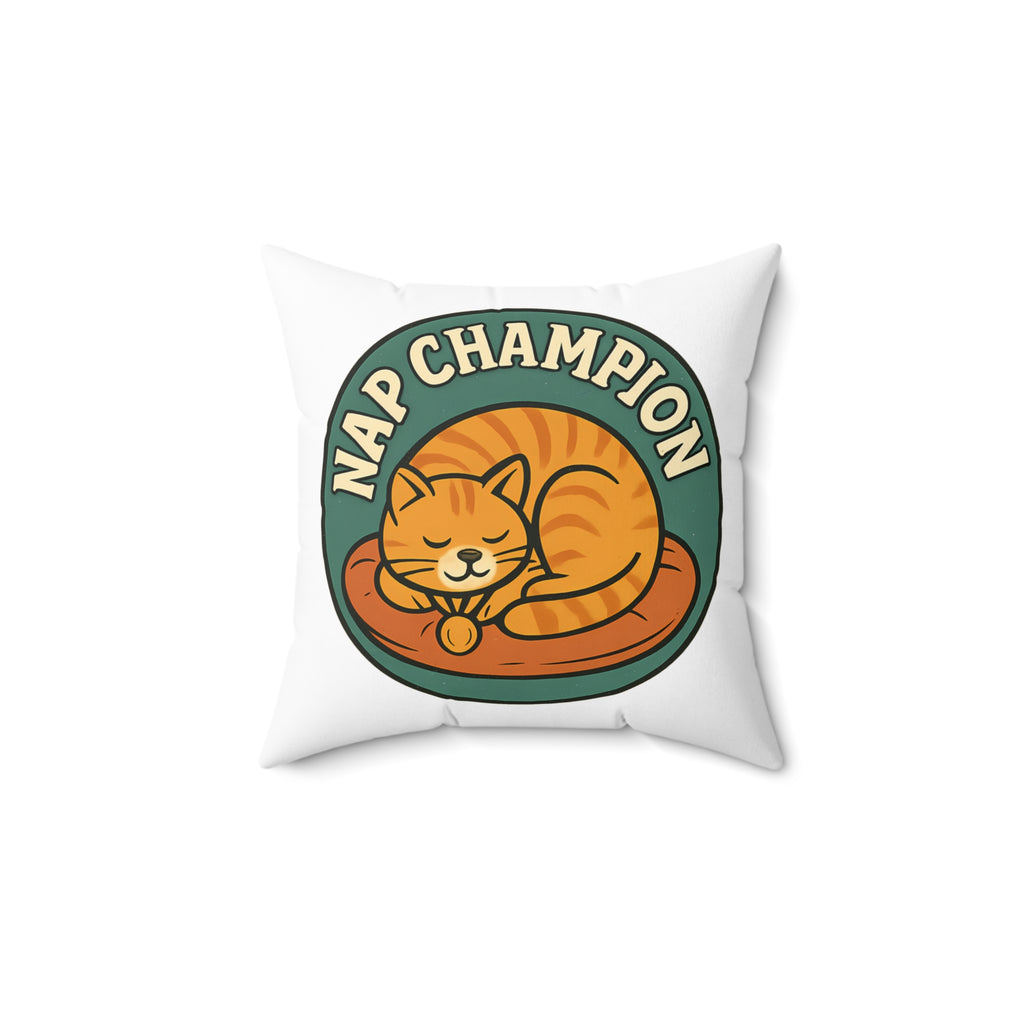 Funny Nap Champion Lazy Cat Lover Throw Pillow