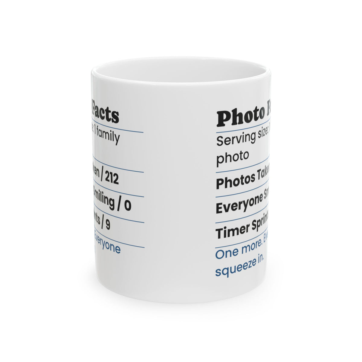 Funny Family Christmas Coffee Mug Photo Facts Family Photographer Label