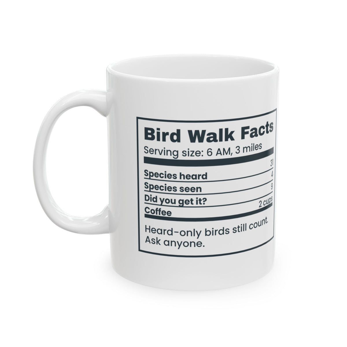 Funny Birdwatching Coffee Mug Bird Walk Facts Species Heard